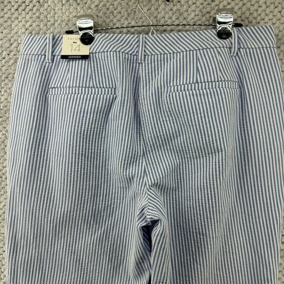Talbots Pants Womens 14 White Blue Striped Textured Skimmer Mid Rise Capri New - Picture 7 of 15